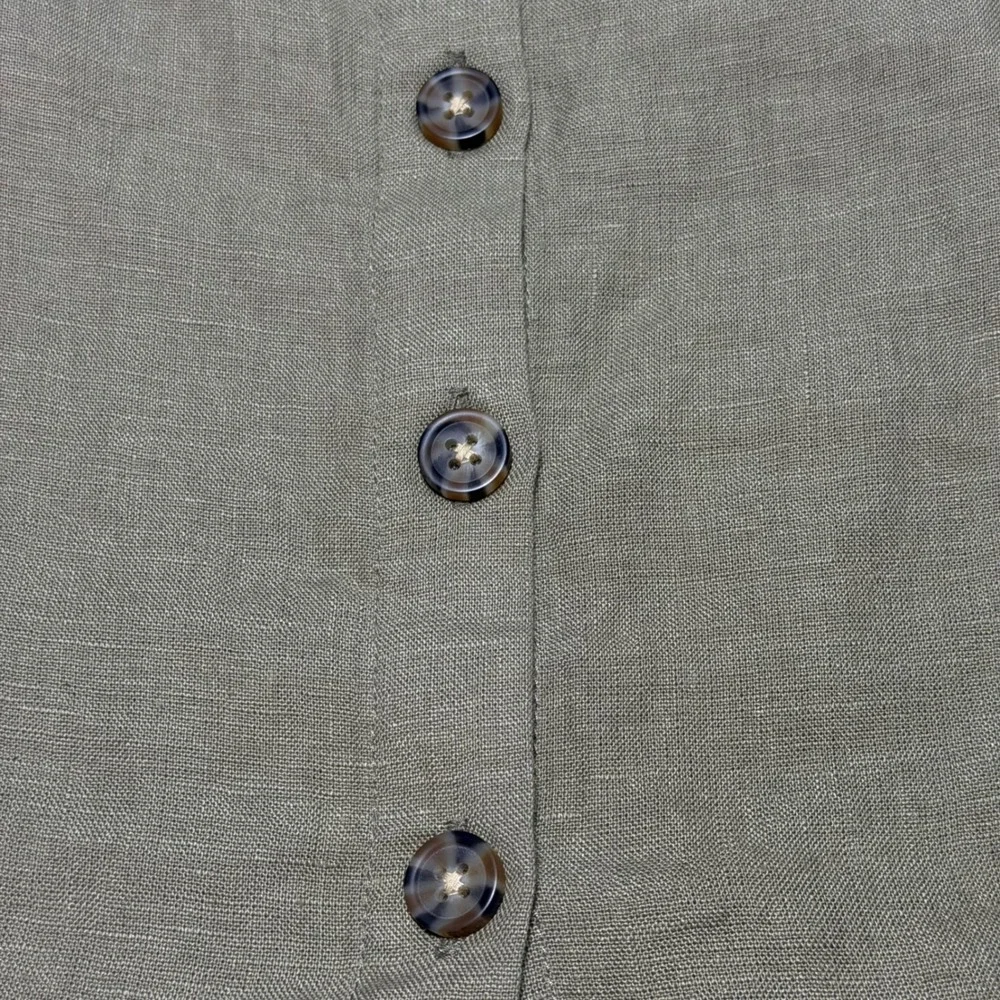 J. CREW Squareneck Button Back Top Linen Dusty Fatigue Green CK494 Women S